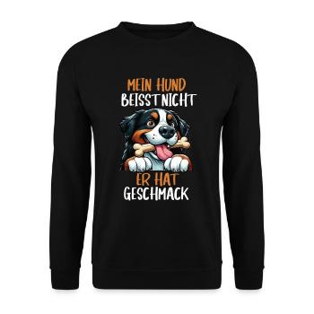 Mein Hund Beisst Nicht Berner Sennenhund Sennen - Unisex Pullover - Schwarz - Vorne - Alina (178cm) & Michal (187cm)