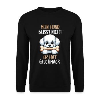 Mein Hund Beisst Nicht Bichon frise Bichon Hund - Unisex Pullover - Schwarz - Vorne - Alina (178cm) & Michal (187cm)