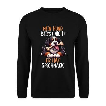 Mein Hund Beisst Nicht Berner Sennenhund Sennen - Unisex Pullover - Schwarz - Vorne - Alina (178cm) & Michal (187cm)