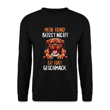 Mein Hund Beisst Nicht Bordeaux Dogge Bordeauxs - Unisex Pullover - Schwarz - Vorne - Alina (178cm) & Michal (187cm)