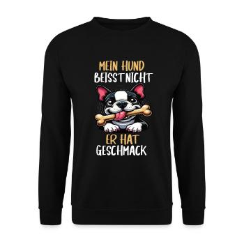 Mein Hund Beisst Nicht Boston Terrier Boston Bosti - Unisex Pullover - Schwarz - Vorne - Alina (178cm) & Michal (187cm)