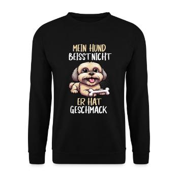 Mein Hund Beisst Nicht Bolonka Bolonka Zwetna - Unisex Pullover - Schwarz - Vorne - Alina (178cm) & Michal (187cm)