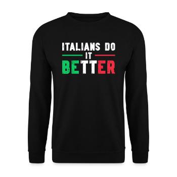 Italiener Italien Lustiger Spruch Geschenkidee - Unisex Pullover - Schwarz - Vorne - Alina (178cm) & Michal (187cm)