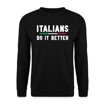 Italian Italian Italian Funny Saying - Unisex Sweatshirt - black - Front - Alina (178cm) & Michal (187cm)
