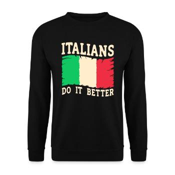 Italien Italie Drôle Dicton Idée Cadeau - Sweat-shirt Unisexe - noir - Devant - Alina (178cm) & Michal (187cm)