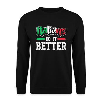 Italiener Italien Lustiger Spruch Geschenkidee - Unisex Pullover - Schwarz - Vorne - Alina (178cm) & Michal (187cm)