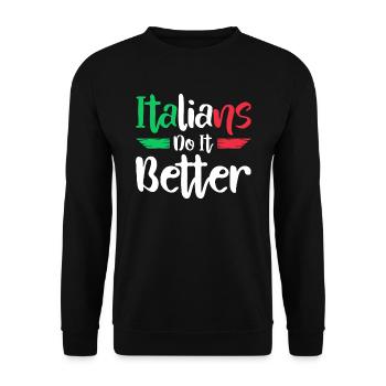 Italiener Italien Lustiger Spruch Geschenkidee - Unisex Pullover - Schwarz - Vorne - Alina (178cm) & Michal (187cm)