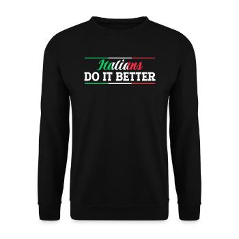 Italiener Italien Lustiger Spruch Geschenkidee - Unisex Pullover - Schwarz - Vorne - Alina (178cm) & Michal (187cm)