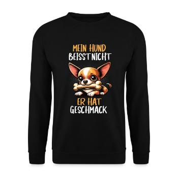 Mein Hund Beisst Nicht Chihuahua Chihuahuabesitzer - Unisex Pullover - Schwarz - Vorne - Alina (178cm) & Michal (187cm)