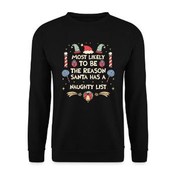 Weihnachten Lustiger Spruch Frech Xmas - Unisex Pullover - Schwarz - Vorne - Alina (178cm) & Michal (187cm)