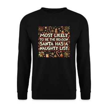 Weihnachten Lustiger Spruch Frech Xmas - Unisex Pullover - Schwarz - Vorne - Alina (178cm) & Michal (187cm)