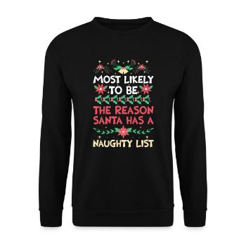 Weihnachten Lustiger Spruch Frech Xmas - Unisex Pullover - Schwarz - Vorne - Alina (178cm) & Michal (187cm)