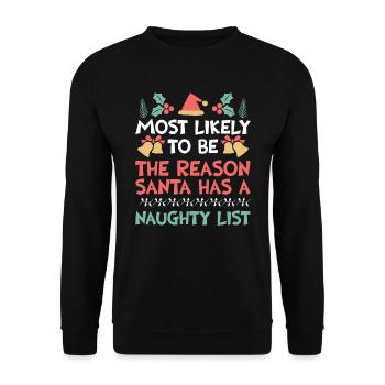 Weihnachten Lustiger Spruch Frech Xmas - Unisex Pullover - Schwarz - Vorne - Alina (178cm) & Michal (187cm)