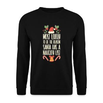 Weihnachten Lustiger Spruch Frech Xmas - Unisex Pullover - Schwarz - Vorne - Alina (178cm) & Michal (187cm)