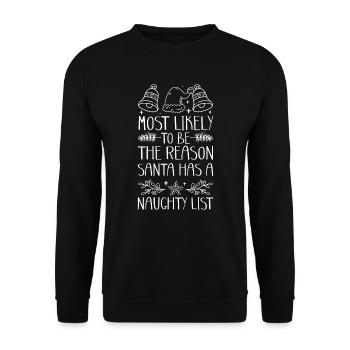 Weihnachten Lustiger Spruch Frech Xmas - Unisex Pullover - Schwarz - Vorne - Alina (178cm) & Michal (187cm)