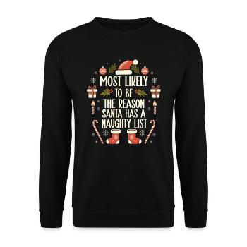 Weihnachten Lustiger Spruch Frech Xmas - Unisex Pullover - Schwarz - Vorne - Alina (178cm) & Michal (187cm)