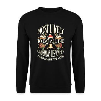 Weihnachten Lustiger Spruch Xmas Essen Humor - Unisex Pullover - Schwarz - Vorne - Alina (178cm) & Michal (187cm)