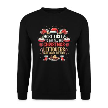 Weihnachten Lustiger Spruch Xmas Essen Humor - Unisex Pullover - Schwarz - Vorne - Alina (178cm) & Michal (187cm)