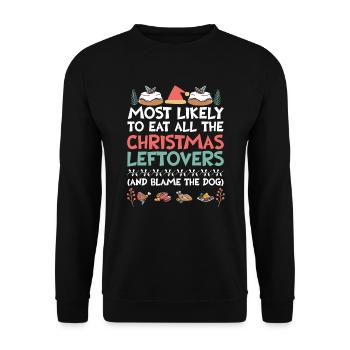 Weihnachten Lustiger Spruch Xmas Essen Humor - Unisex Pullover - Schwarz - Vorne - Alina (178cm) & Michal (187cm)