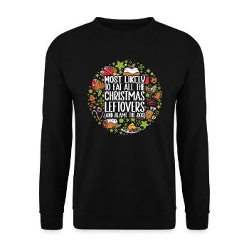 Weihnachten Lustiger Spruch Xmas Essen Humor - Unisex Pullover - Schwarz - Vorne - Alina (178cm) & Michal (187cm)