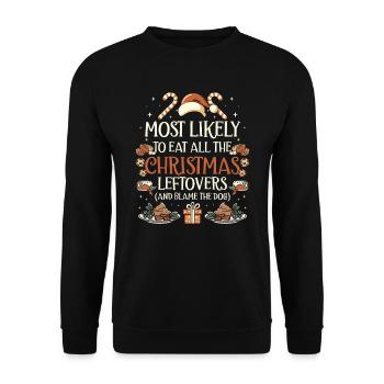 Weihnachten Lustiger Spruch Xmas Essen Humor - Unisex Pullover - Schwarz - Vorne - Alina (178cm) & Michal (187cm)
