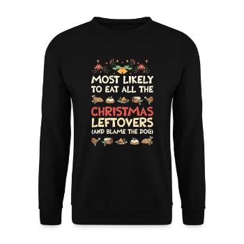 Weihnachten Lustiger Spruch Xmas Essen Humor - Unisex Pullover - Schwarz - Vorne - Alina (178cm) & Michal (187cm)