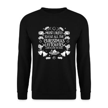 Weihnachten Lustiger Spruch Xmas Essen - Unisex Pullover - Schwarz - Vorne - Alina (178cm) & Michal (187cm)