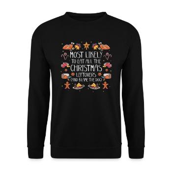 Weihnachten Lustiger Spruch Xmas Essen Humor - Unisex Pullover - Schwarz - Vorne - Alina (178cm) & Michal (187cm)