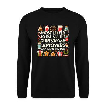 Weihnachten Lustiger Spruch Xmas Essen Humor - Unisex Pullover - Schwarz - Vorne - Alina (178cm) & Michal (187cm)