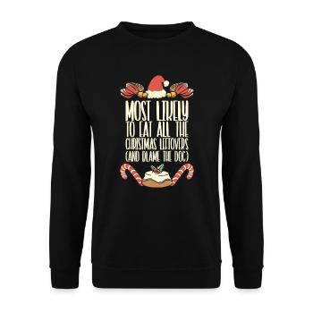 Weihnachten Lustiger Spruch Xmas Essen - Unisex Pullover - Schwarz - Vorne - Alina (178cm) & Michal (187cm)