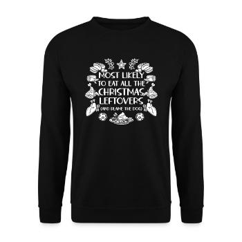 Weihnachten Lustiger Spruch Xmas Essen - Unisex Pullover - Schwarz - Vorne - Alina (178cm) & Michal (187cm)