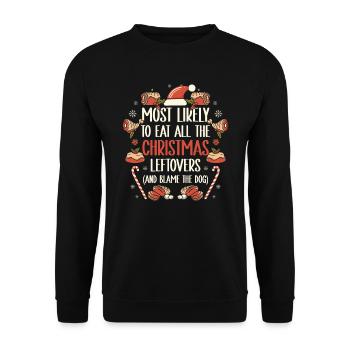 Weihnachten Lustiger Spruch Xmas Essen Humor - Unisex Pullover - Schwarz - Vorne - Alina (178cm) & Michal (187cm)