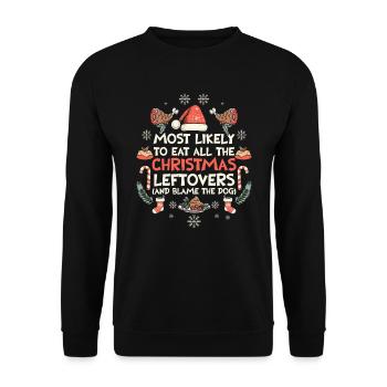 Weihnachten Lustiger Spruch Xmas Essen Humor - Unisex Pullover - Schwarz - Vorne - Alina (178cm) & Michal (187cm)