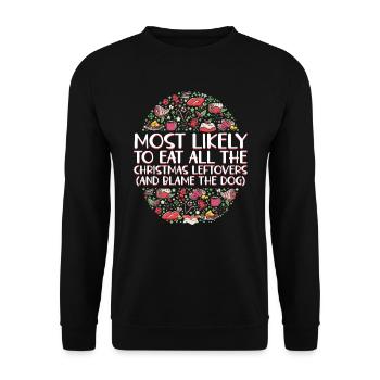 Weihnachten Lustiger Spruch Xmas Essen Humor - Unisex Pullover - Schwarz - Vorne - Alina (178cm) & Michal (187cm)