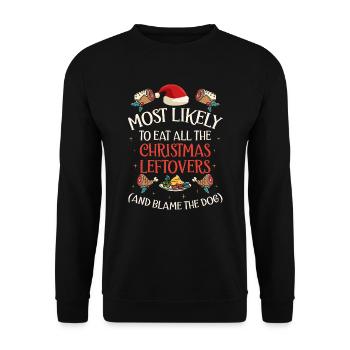 Weihnachten Lustiger Spruch Xmas Essen Humor - Unisex Pullover - Schwarz - Vorne - Alina (178cm) & Michal (187cm)