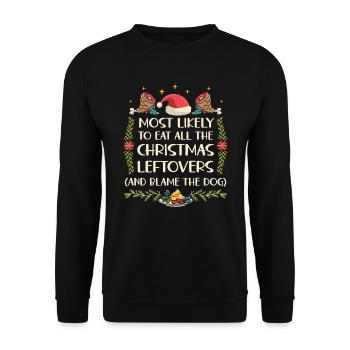 Weihnachten Lustiger Spruch Xmas Essen Humor - Unisex Pullover - Schwarz - Vorne - Alina (178cm) & Michal (187cm)