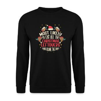 Weihnachten Lustiger Spruch Xmas Essen Humor - Unisex Pullover - Schwarz - Vorne - Alina (178cm) & Michal (187cm)