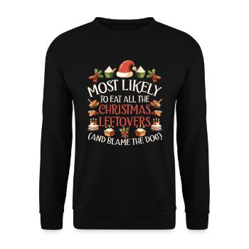 Weihnachten Lustiger Spruch Xmas Essen Humor - Unisex Pullover - Schwarz - Vorne - Alina (178cm) & Michal (187cm)