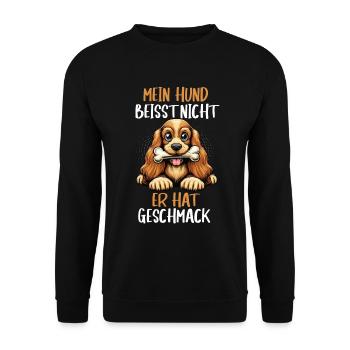 Mein Hund Beisst Nicht Cocker Spaniel Cockerhund - Unisex Pullover - Schwarz - Vorne - Alina (178cm) & Michal (187cm)