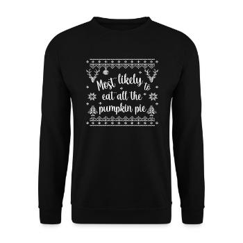 le plus susceptible de manger toute la tarte à la citrouille - Sweat-shirt Unisexe - noir - Devant - Alina (178cm) & Michal (187cm)