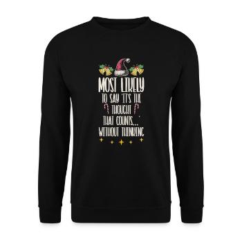 Noël Drôle Dicton Humour Sarcasme - Sweat-shirt Unisexe - noir - Devant - Alina (178cm) & Michal (187cm)