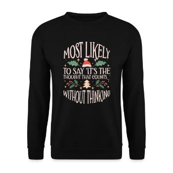 Noël Drôle Dicton Humour Sarcasme - Sweat-shirt Unisexe - noir - Devant - Alina (178cm) & Michal (187cm)