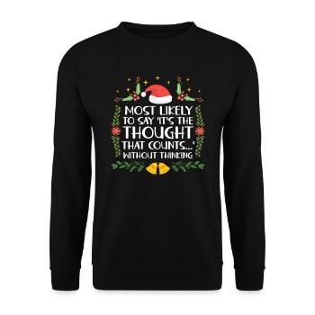 Weihnachten Xmas Lustiger Spruch Humor Sarkasmus - Unisex Pullover - Schwarz - Vorne - Alina (178cm) & Michal (187cm)