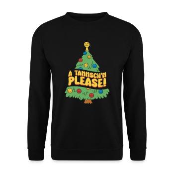 Weihnachten Lustiger Spruch Ä Tännsch'n Please - Unisex Pullover - Schwarz - Vorne - Alina (178cm) & Michal (187cm)