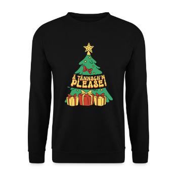 Weihnachten Lustiger Spruch Ä Tännsch'n Please - Unisex Pullover - Schwarz - Vorne - Alina (178cm) & Michal (187cm)