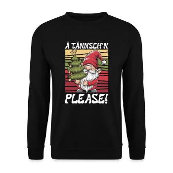 Weihnachten Lustiger Spruch Ä Tännsch'n Please - Unisex Pullover - Schwarz - Vorne - Alina (178cm) & Michal (187cm)