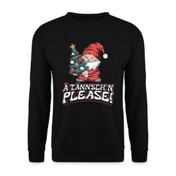 Weihnachten Lustiger Spruch Ä Tännsch'n Please - Unisex Pullover - Schwarz - Vorne - Alina (178cm) & Michal (187cm)