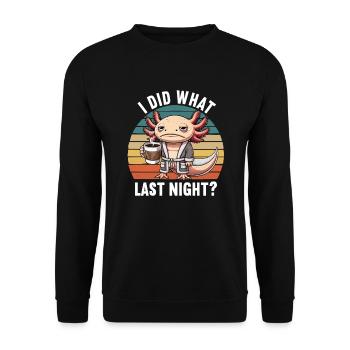 I Did What Last Night Axolotl Axolotl Owner - Unisex Sweatshirt - black - Front - Alina (178cm) & Michal (187cm)