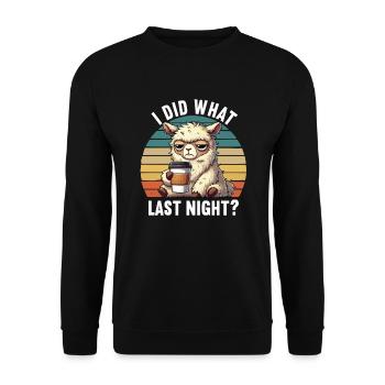 I Did What Last Night Alpaca Lamas Alpaca Owner - Unisex Sweatshirt - black - Front - Alina (178cm) & Michal (187cm)
