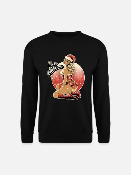 Xmas-pin-up-final-file - Rahmenlos design gift - Unisex Sweatshirt - black